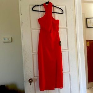 Lulus Flirty Chic Red Cutout Twist-Front Halter Midi Dress
